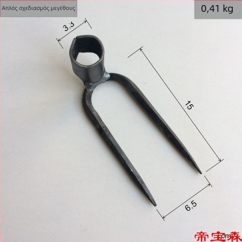 Χειροποίητη σφυρηλατημένη κεφαλή τεσσάρων δοντιών για κήπο και φάρμα, σιδερένιο