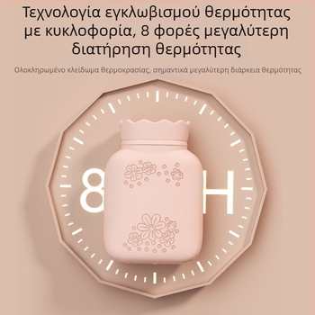 Σιλικόνης μπουκάλι ζεστού νερού με σχέδιο ηλίανθου, φορητός θερμαντήρας χεριών, γεμάτό με νερό, ζεστό και κρύο, θέρμανση με μικροκύματα