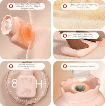 Σιλικόνης μπουκάλι ζεστού νερού με σχέδιο ηλίανθου, φορητός θερμαντήρας χεριών, γεμάτό με νερό, ζεστό και κρύο, θέρμανση με μικροκύματα