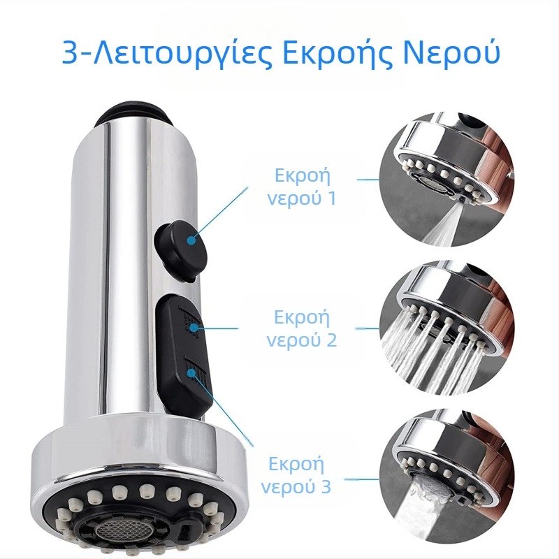 Goldsmiths Κουζινική αποσπώμενη κεφαλή βρύσης με ψεκασμό, ABS, στρογγυλό ακροφύσιο, αυτόματη ροή νερού, στυλ Νέο Κινέζικο Στυλ