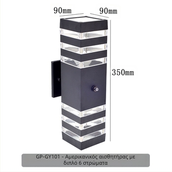 GP-GY101 Εξωτερικός τοίχος λαμπτήρας με IP65 αλουμινένιο περίβλημα, είσοδος 220V, θερμοκρασία χρώματος 3000/4000/6000K