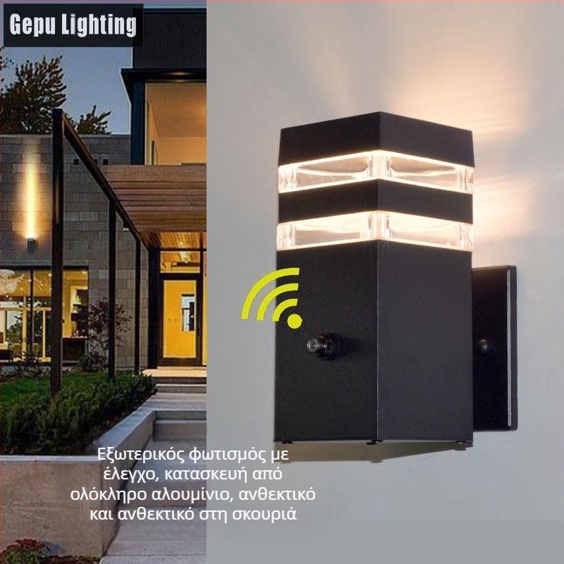 GP-GY101 Εξωτερικός τοίχος λαμπτήρας με IP65 αλουμινένιο περίβλημα, είσοδος 220V, θερμοκρασία χρώματος 3000/4000/6000K
