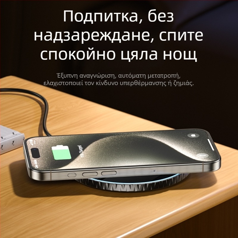 Toocki 3-σε-1 επιτραπέζιος ασύρματος φορτιστής 15W με πρωτόκολλο PD και μαγνητική φόρτιση, για Bluetooth ακουστικά και τη σειρά iPhone 15