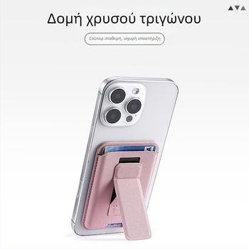 Απλή και ανθεκτική μαγνητική θήκη καρτών με πτυσσόμενη βάση για iPhone 16