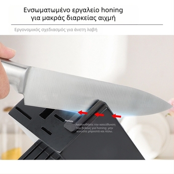 Σετ μαχαιριών κουζίνας 16 τεμαχίων με λαβές με κενό εσωτερικό, λεπίδες σειράς 3Cr, ενσωματωμένος ακονιστήρας και θήκη από μασίφ ξύλο