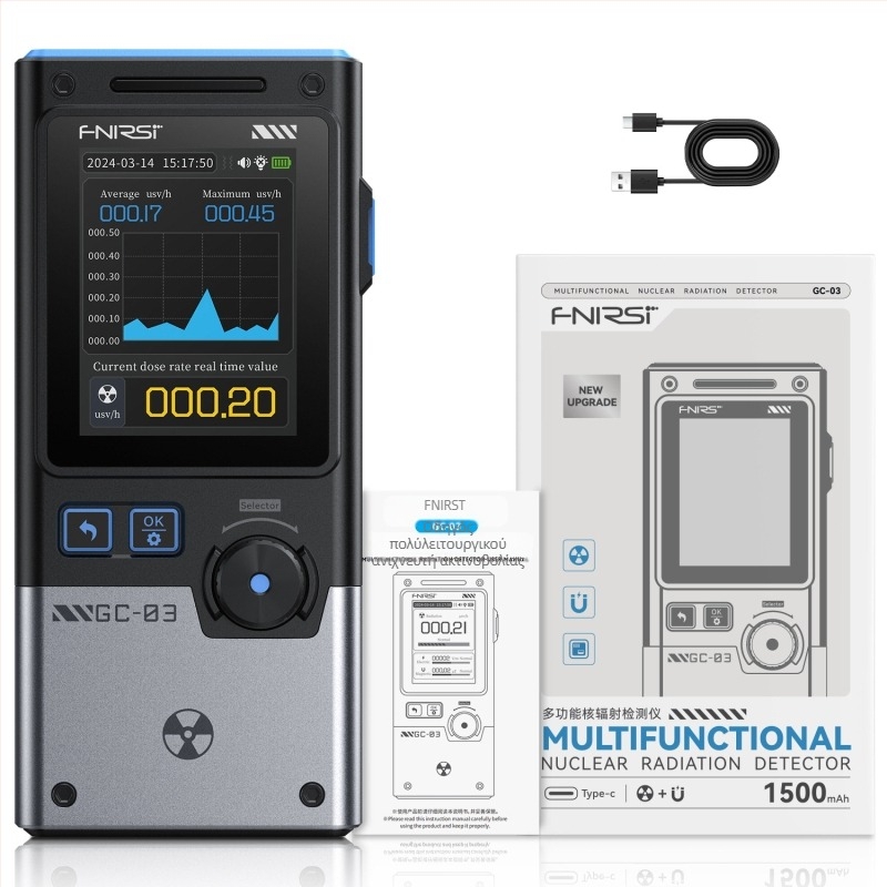 FNIRSI GC-03 Μετρητής Geiger – Μέτρηση ακτινοβολίας, ηλεκτρικού και μαγνητικού πεδίου για οικιακή χρήση; ακρίβεια 0.01 μSv/h, 1 V/m, 0.01 μT; κατάλληλο για σπίτι, γραφείο, αυτοκίνητο και εξωτερικούς χώρους