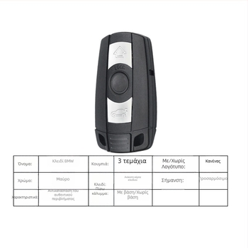 Κέλυφος αντικατάστασης για τηλεχειριστήριο BMW CAS3 για σειρές 3 και 5 — πλαστικό περίβλημα, μεταλλικό λάμα κλειδιού, βάρος 30 g