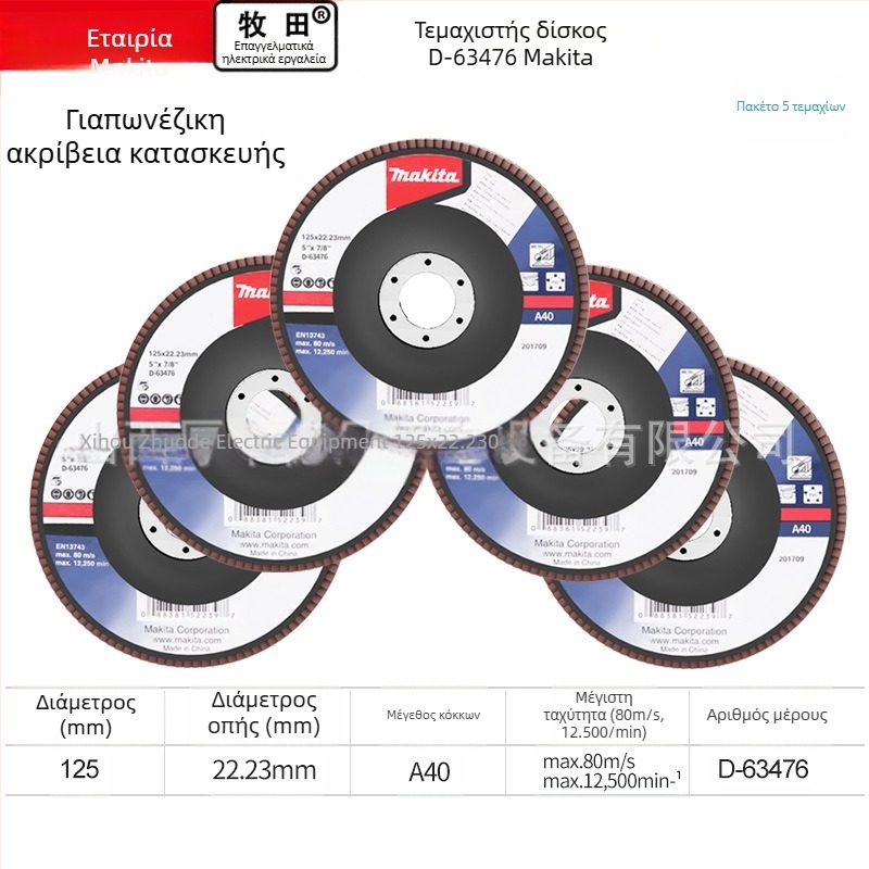 Makita 100 mm τροχός από λειαντικό ύφασμα για γωνιακό τροχό – γυάλισμα, μέγιστη ταχύτητα 80, σκληρότητα A