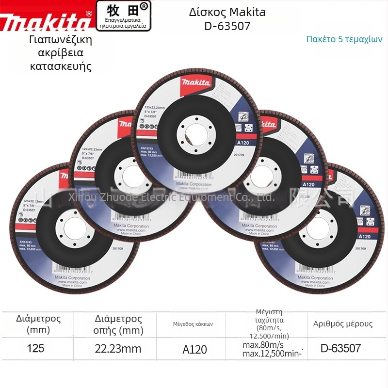Makita 100 mm τροχός από λειαντικό ύφασμα για γωνιακό τροχό – γυάλισμα, μέγιστη ταχύτητα 80, σκληρότητα A