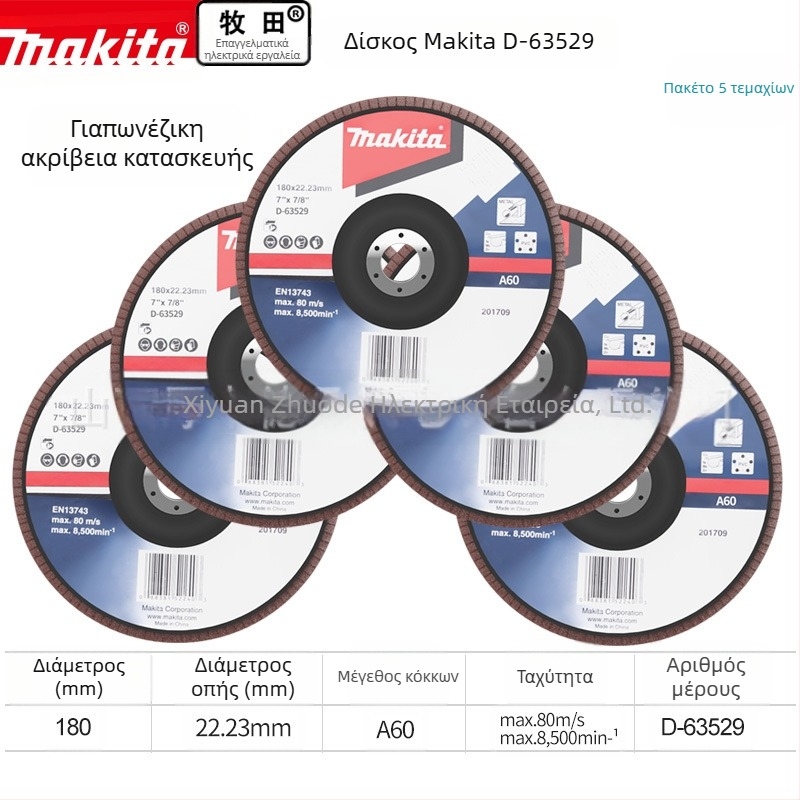 Makita 100 mm τροχός από λειαντικό ύφασμα για γωνιακό τροχό – γυάλισμα, μέγιστη ταχύτητα 80, σκληρότητα A