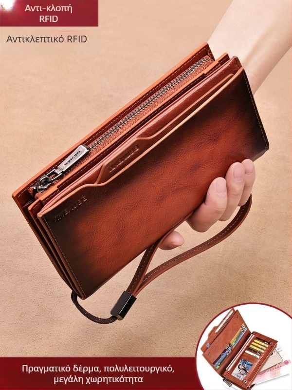 Ban yano Ανδρικό πορτοφόλι από γνήσιο δέρμα κορυφαίας ποιότητας, πρώτο στρώμα βοδινοδέρματος, αστικός μινιμαλισμός, μονόχρωμο σχέδιο, επένδυση πολυεστέρα