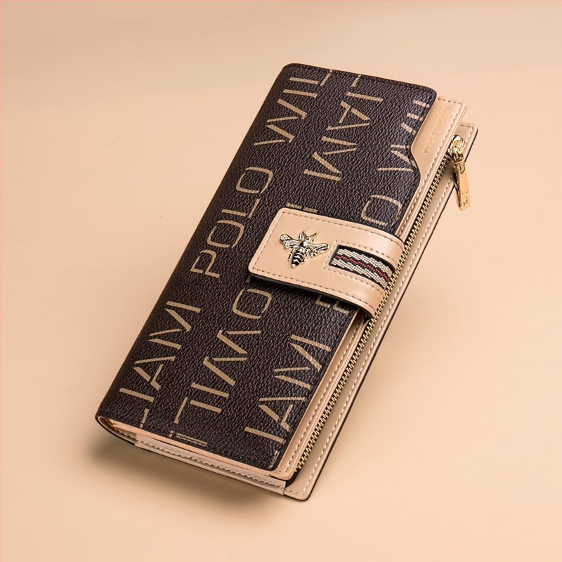 King Paul Γυναικείο μακρύ πορτοφόλι με σχέδιο κατά της κλοπής, μεγάλη χωρητικότητα, PVC