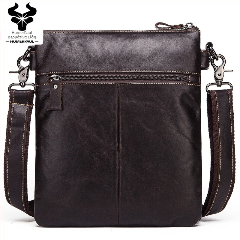 Ανδρική Τσάντα Ώμου από Γνήσιο Δέρμα, κορυφαίου στρώματος βοδινού δέρματος, μοντέλο HL-MH553, επένδυση πολυεστέρα, μονόχρωμο σχέδιο