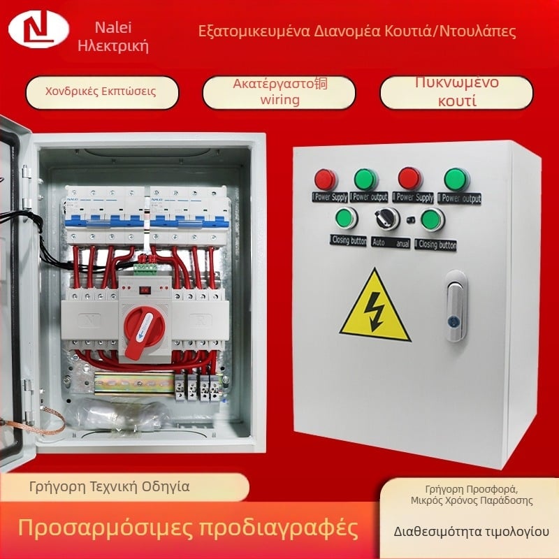 Αυτόματος Μεταγωγέας Μεταφοράς Διπλής Παροχής (ATS) 63A 4P — Θάλαμος Διανομής με Μεταλλικό Κέλυφος, IP54, CCC Πιστοποίηση, Σύντομο Κύκλωμα 30