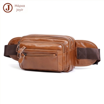 Ανδρική δερμάτινη crossbody τσάντα μέσης με πολλές θήκες – γνήσιο δέρμα, πρώτη στρώση βοοειδούς δέρματος, ανθεκτική στη φθορά, επένδυση πολυεστέρα