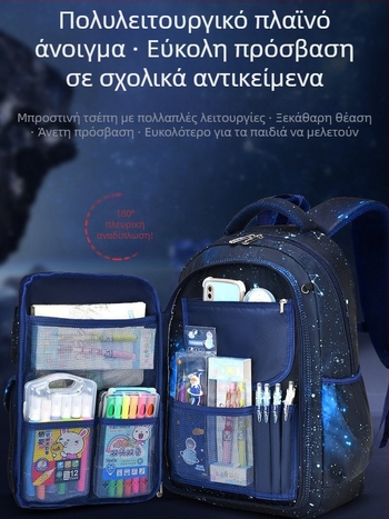 Σακίδιο σχολικό για αγόρια δημοτικού, νάιλον, αναπνεύσιμο, αδιάβροχο, ultra-light, ιμάντες με αερόσφυρα