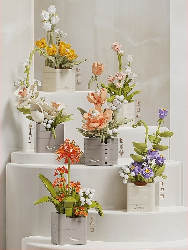 BALODY 21222 Σετ κατασκευαστικών μπλοκ με μπουκέτο ροζ ορχιδέα — ABS πλαστικό, DIY σετ, πάνω από 800 τεμάχια, κατάλληλο για 7–14 ετών