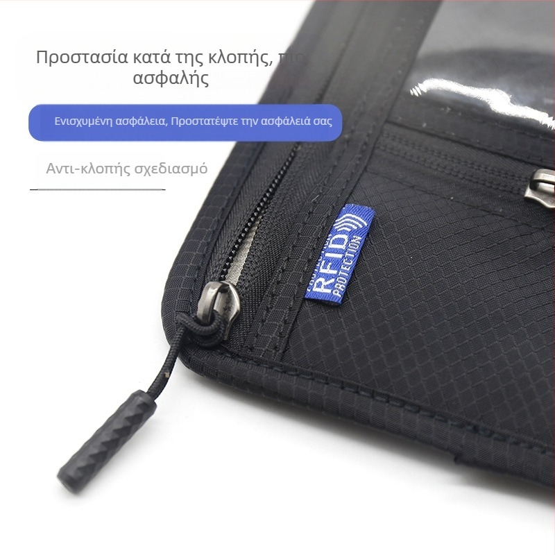 Feijin θήκη διαβατηρίου RFID με ιμάντα — νάιλον, αδιάβροχη, αντιβακτηριακή, διαβατήριο και έγγραφα, unisex