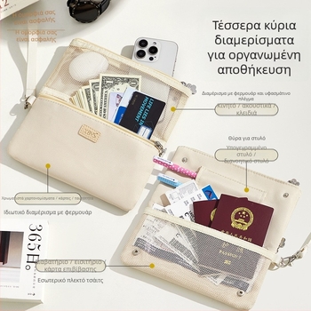 Πολυλειτουργική τσάντα διαβατηρίου και εγγράφων - οργανωτής για κάρτες ταυτότητας και εισιτήρια, μοντέλο A012, ύφασμα, offset εκτύπωση