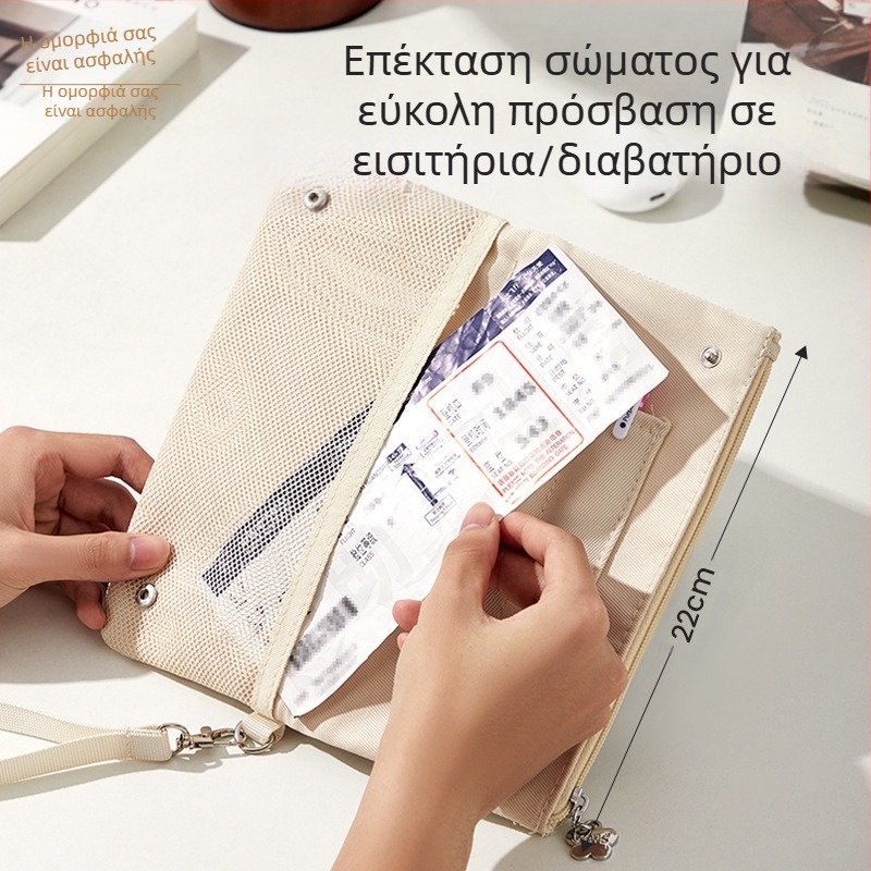 Πολυλειτουργική τσάντα διαβατηρίου και εγγράφων - οργανωτής για κάρτες ταυτότητας και εισιτήρια, μοντέλο A012, ύφασμα, offset εκτύπωση