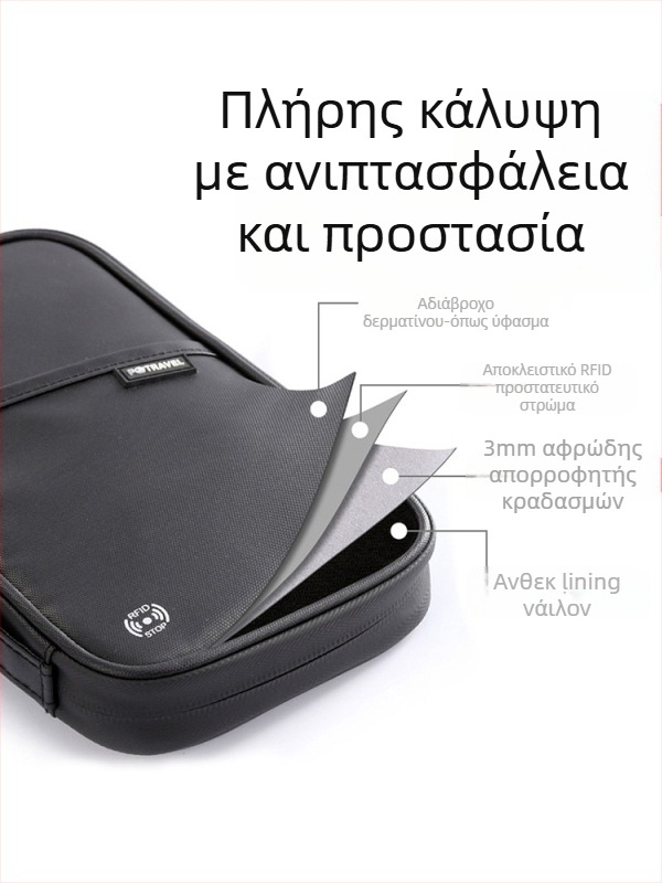 QISE θήκη διαβατηρίου από νάιλον και διοργανωτής εγγράφων, επαγγελματικό ταξίδι, αδιάβροχο, κλοπή-αντίσταση, επεκτάσιμος, επένδυση από νάιλον, Χειμερινή έκδοση 2023