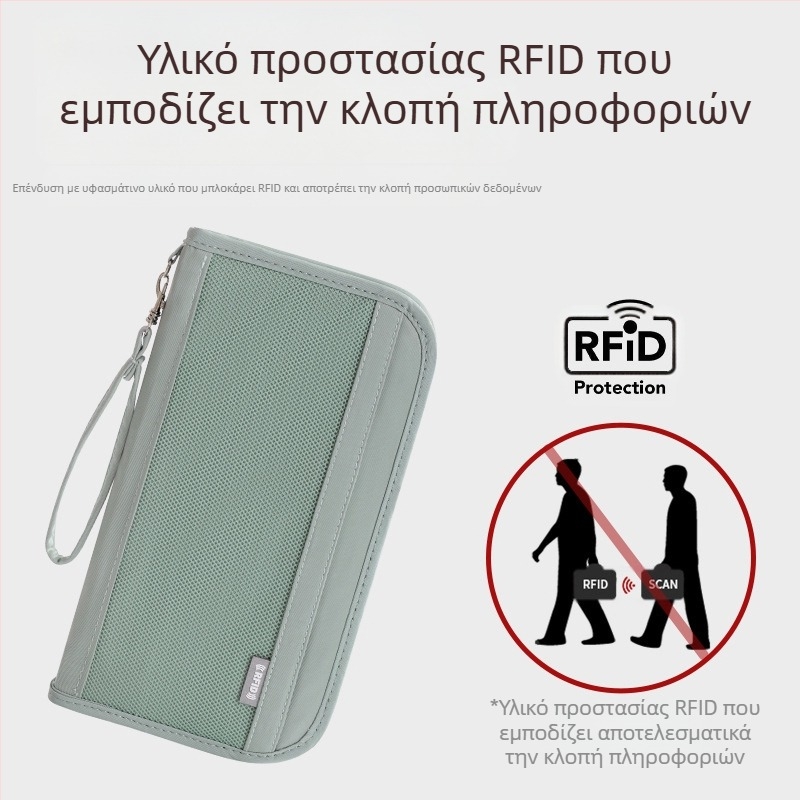 Ελαφριά τσάντα διαβατηρίου με αντι-κλοπή, πολυεστέρας, χειροποίητος σχεδιασμός, πολυλειτουργικός ταξιδιωτικός οργανωτής Nordic στυλ