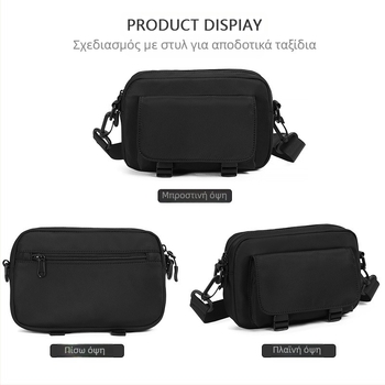 Ανδρική τσάντα crossbody με πολλαπλά τσεπάκια — μοτοσικλετιστικό στυλ, κορεάτικο/ιαπωνικό street style, ύφασμα Oxford, αδιάβροχη