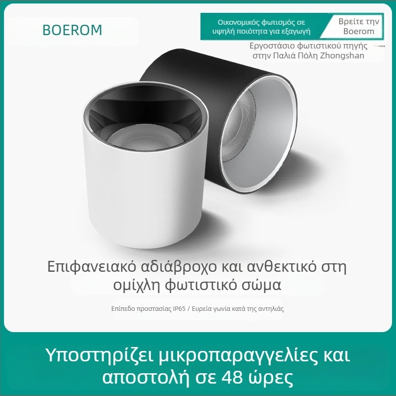 Κυκλικό LED downlight, επιφανειακής τοποθέτησης, αντιθαμβωτικό, CRI ≥90, 3000–6500K