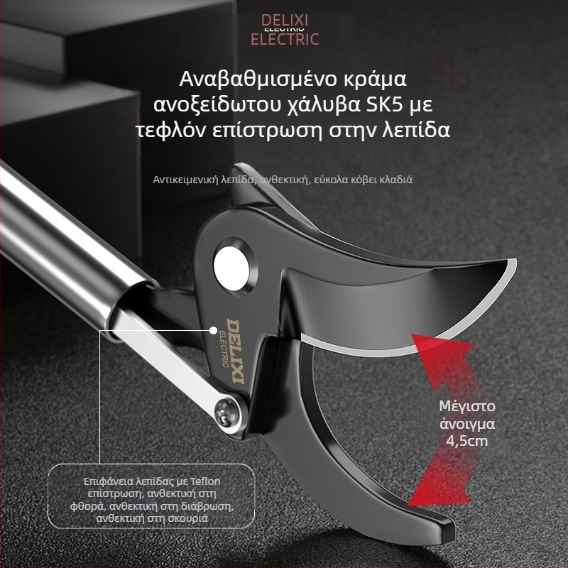 Delixi Electric Τηλεσκοπικός Κλαδοκόπτης από Ανοξείδωτο Ατσάλι με Ελατήριο για Υψηλό Κλάδεμα Φρούτων Δέντρων
