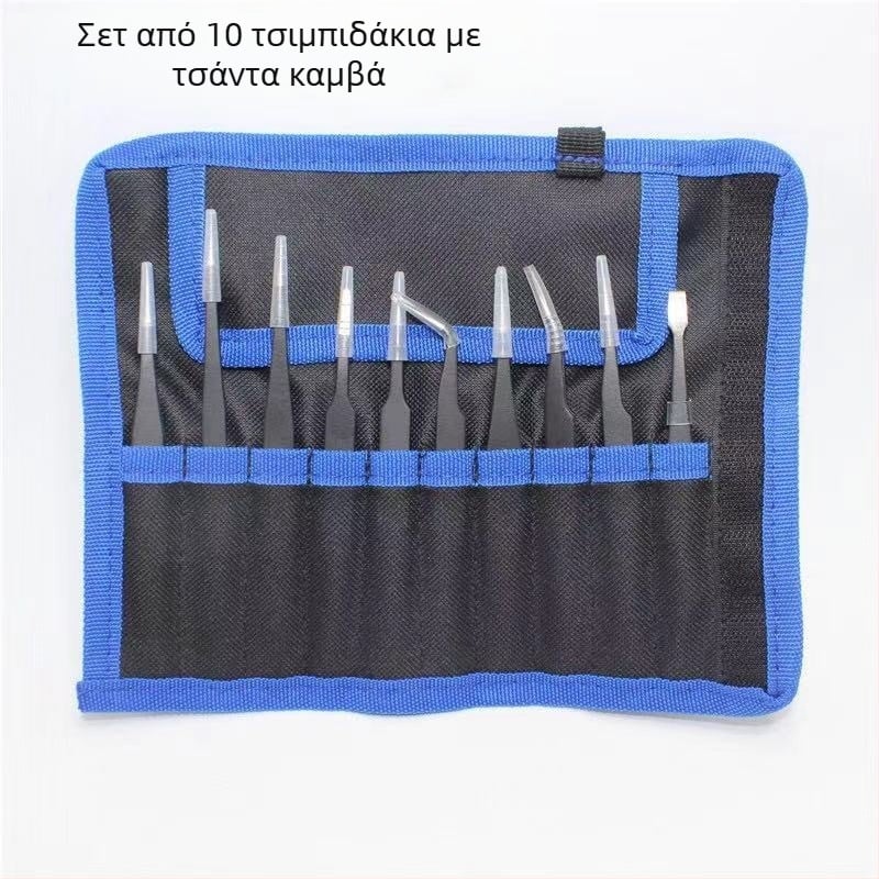 Jialimei τσιμπίδες για βλεφαρίδες — σετ 10 τεμαχίων με θήκη από καμβά, ανοξείδωτο ατσάλι, ακονισμένη άκρη