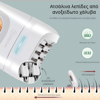 2-σε-1 γυναικεία ξυριστική μηχανή με έξυπνη ψηφιακή οθόνη — μικρή συσκευή αποτρίχωσης και ξυρίσματος (HT-582, τροφοδοσία USB, περίβλημα ABS, λεπίδα από ανοξείδωτο ατσάλι, χρήση για ολόκληρο το σώμα)