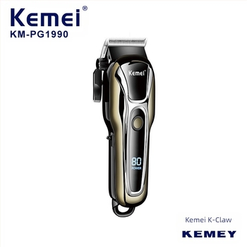 Μηχανή κουρέματος μαλλιών KM-1990PG – ισχυρός κινητήρας με βούρτσες, λεπίδες από ανοξείδωτο ατσάλι, ενσωματωμένη μπαταρία 1200–2000mAh, οθόνη LCD, φόρτιση USB