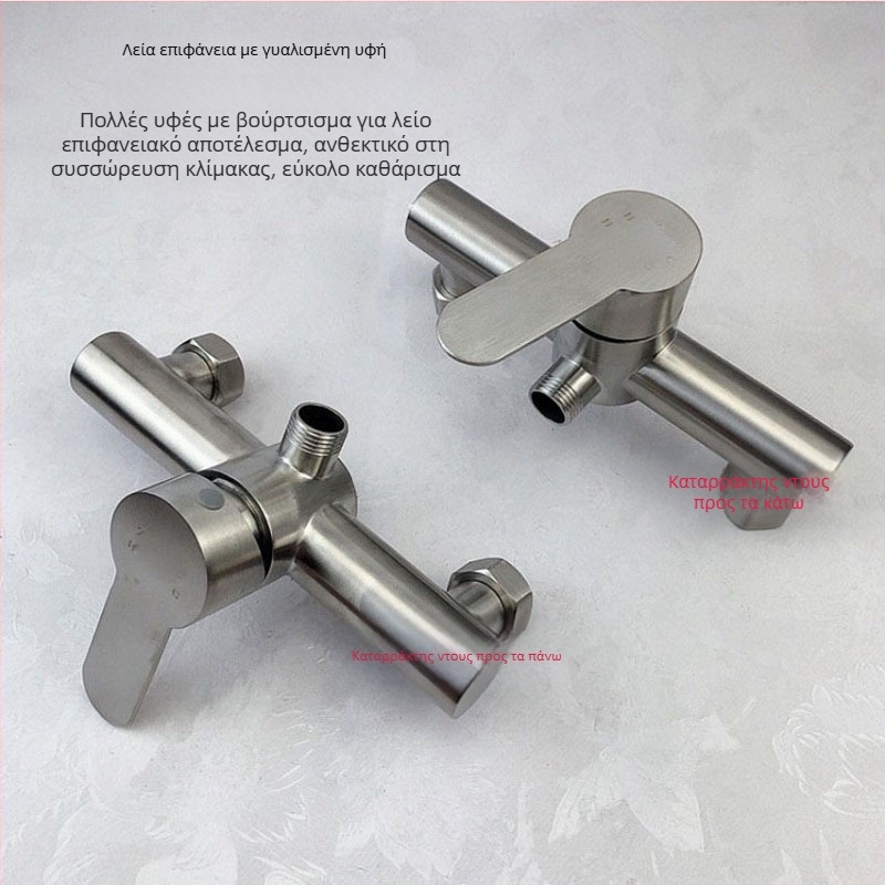 Κρυφή ντους-βρύση από ανοξείδωτο ατσάλι, εντοιχισμένη εγκατάσταση, κεραμικός πυρήνας βαλβίδας