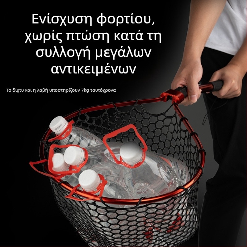 Αναδιπλούμενο χειροδίκτυο από σιλικόνη για ψάρεμα – φορητό σετ για αθλητικό ψάρεμα μεγάλων ψαριών, βάθος δικτύου 30–35 cm, παχιά μάτια, δεν συρρικνώνεται