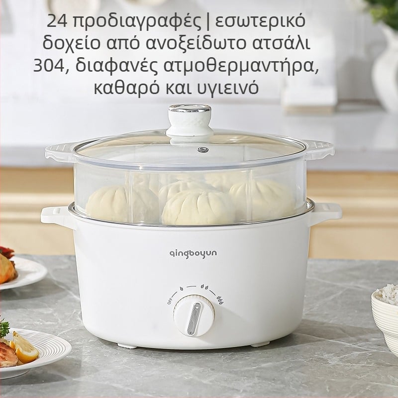 Ηλεκτρική κατσαρόλα μαγειρέματος με ρυθμιζόμενη θερμοκρασία, ισχύς 400-800W, χωρητικότητα 2-3L, εσωτερικός κάδος από ανοξείδωτο χάλυβα, λειτουργίες ατμού, τηγανίσματος, μαγειρέματος, βρασίματος