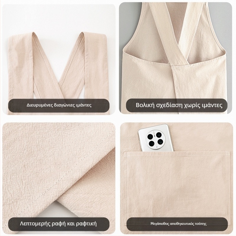 Ποδιά με μανίκια σε κορεατικό στυλ, Hao Jin, ύφασμα πολυεστερικό-βαμβακό, αντιβρωμική προστασία