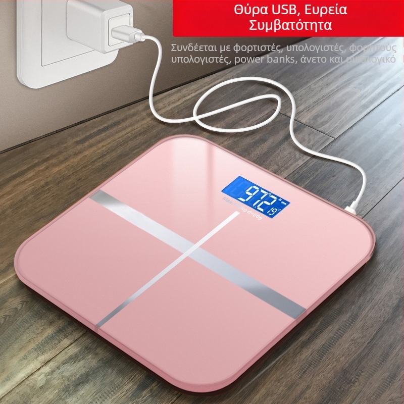SUZI οικιακή ζυγαριά σώματος με χωρητικότητα 180 kg, τροφοδοσία USB φόρτιση ή μπαταρίες AA
