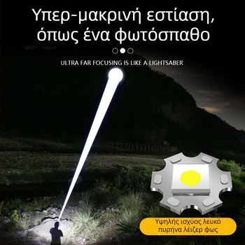 Χειρός φακός LED με ρυθμιζόμενο εστιασμό, 10W LED, 800 lm, ψηφιακή οθόνη, μπαταρία 18650