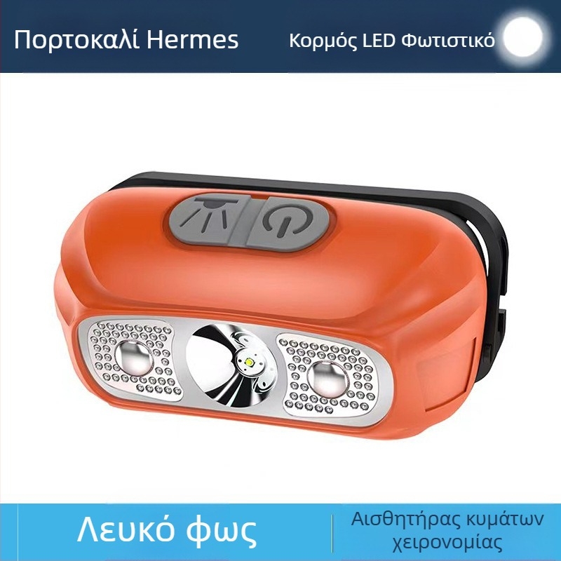 LED φακός κεφαλής 5W, μπαταρία 800 mAh, επαναφορτιζόμενος, χειροκίνητη τροφοδοσία, εμβέλεια έως 500 m, ABS περίβλημα