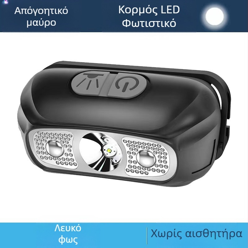 LED φακός κεφαλής 5W, μπαταρία 800 mAh, επαναφορτιζόμενος, χειροκίνητη τροφοδοσία, εμβέλεια έως 500 m, ABS περίβλημα