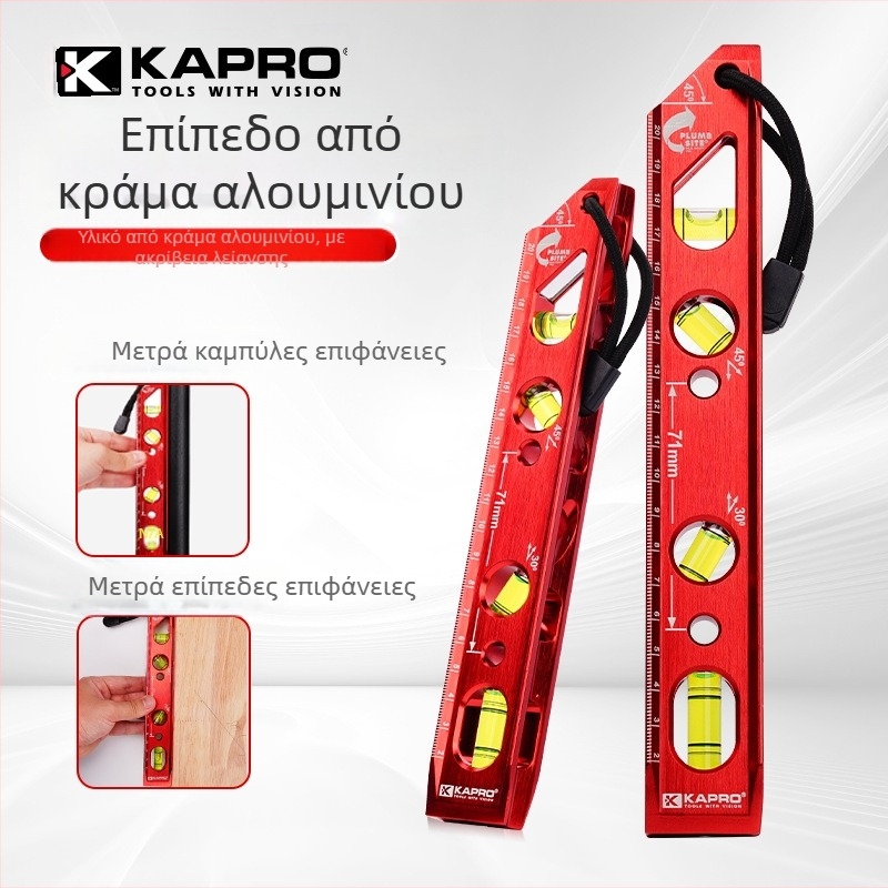 Επίπεδο με ισχυρό μαγνήτη, χυτό σώμα, 4 φυσαλίδες για εγκατάσταση σωλήνων