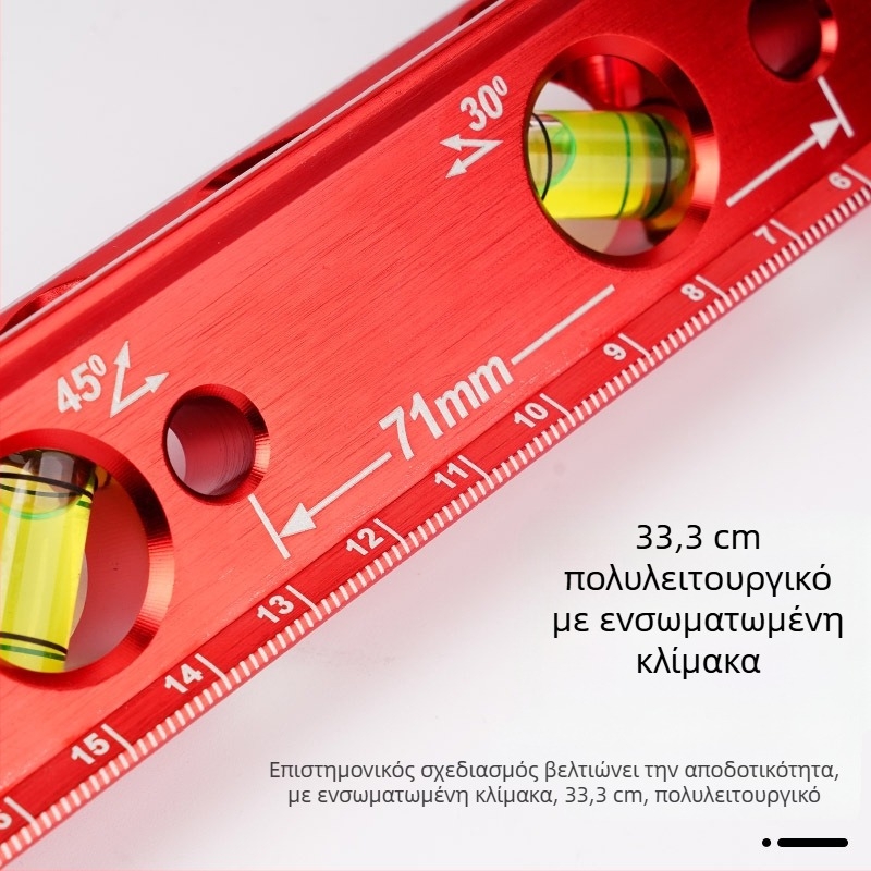 Επίπεδο με ισχυρό μαγνήτη, χυτό σώμα, 4 φυσαλίδες για εγκατάσταση σωλήνων