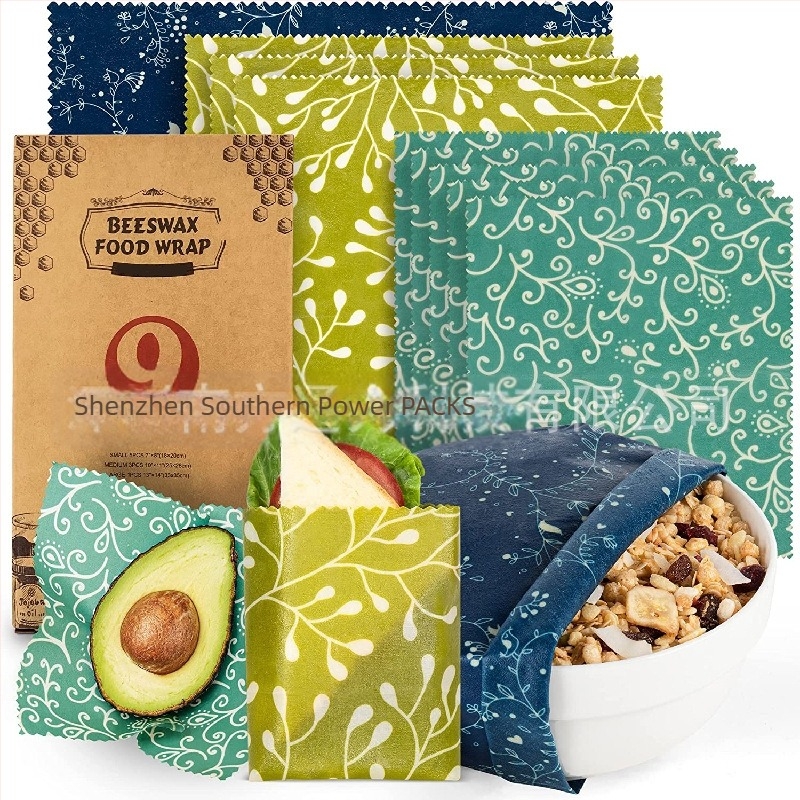 Beekinn κερωμένες επενδύσεις για τρόφιμα από ύφασμα, σετ 9 τεμαχίων, κερωμένο ύφασμα, κατάλληλο για τρόφιμα, συσκευασία από χαρτί