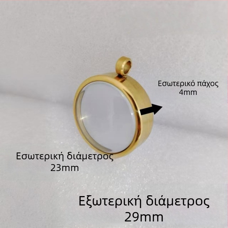Κολιέ με γεωμετρικό σχέδιο από ανοξείδωτο ατσάλι, διαφανής κυρτός θήκη για ορυκτά κρυστάλλια, ηλεκτροπλατίωση, δεν ξεθωριάζει