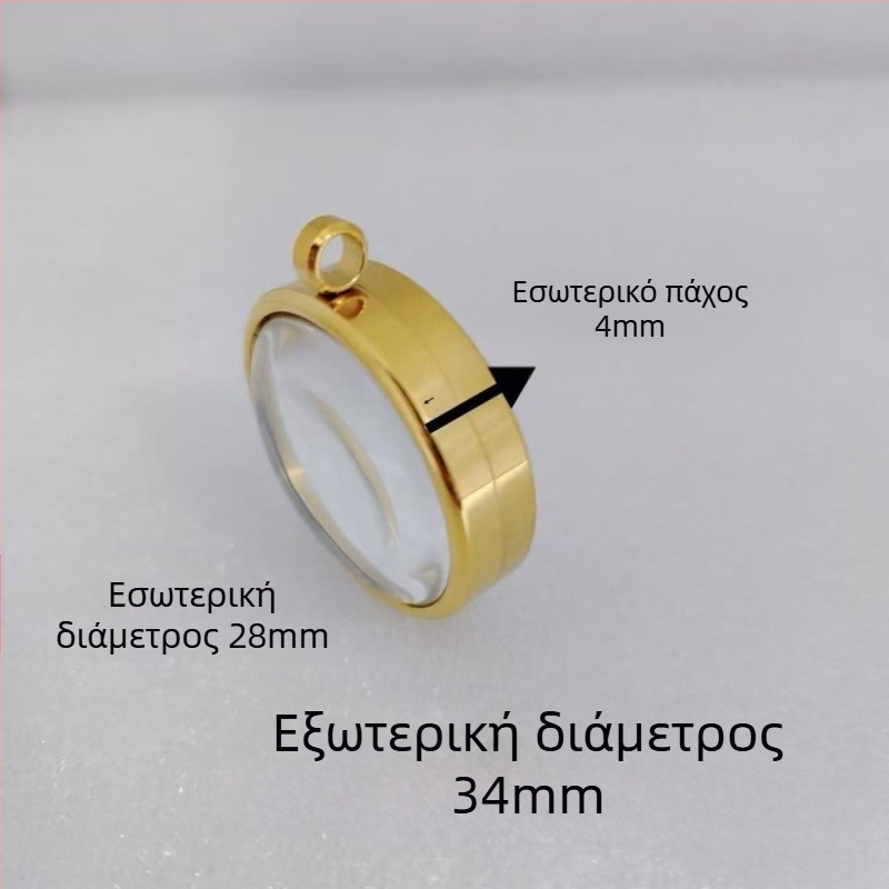 Κολιέ με γεωμετρικό σχέδιο από ανοξείδωτο ατσάλι, διαφανής κυρτός θήκη για ορυκτά κρυστάλλια, ηλεκτροπλατίωση, δεν ξεθωριάζει