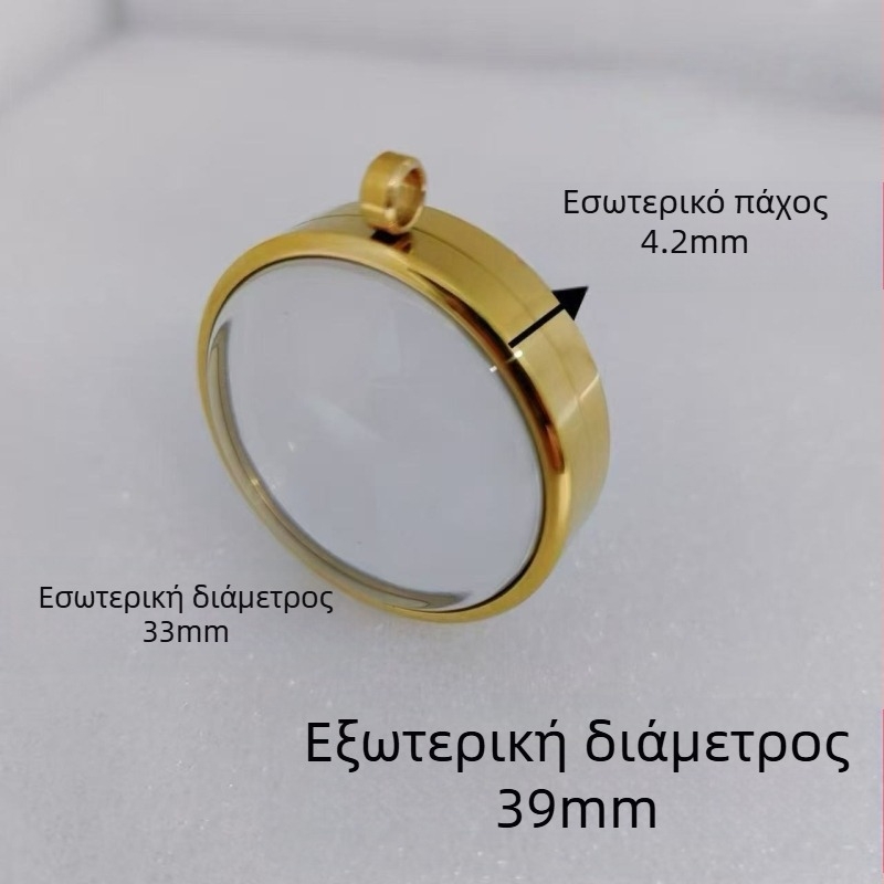 Κολιέ με γεωμετρικό σχέδιο από ανοξείδωτο ατσάλι, διαφανής κυρτός θήκη για ορυκτά κρυστάλλια, ηλεκτροπλατίωση, δεν ξεθωριάζει