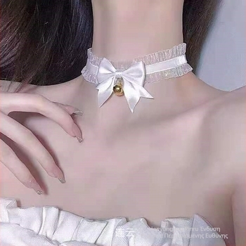 Κολάρο δαντέλας με κουδουνάκι, σχέδιο φιόγκο, ψεύτικα μαργαριράκια, κινούμενο σχέδιο