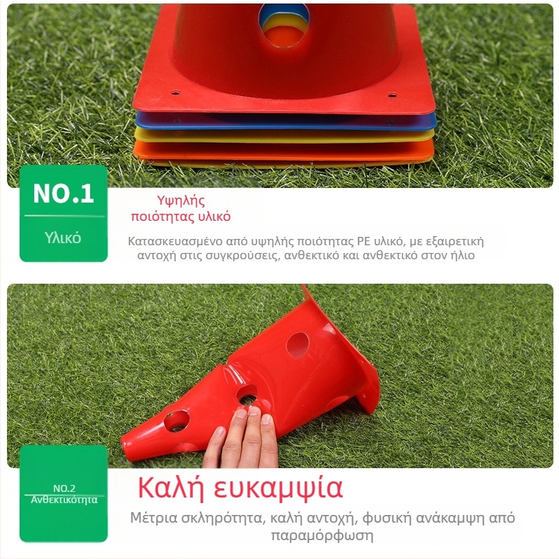 Κώνος προπονητικής εκγύμνασης ποδοσφαίρου με κάδο λογότυπου και τετράγωνη βάση, PE υλικό, μάρκα Neli, προέλευση Zhejiang, εξοπλισμός προπονήσεων