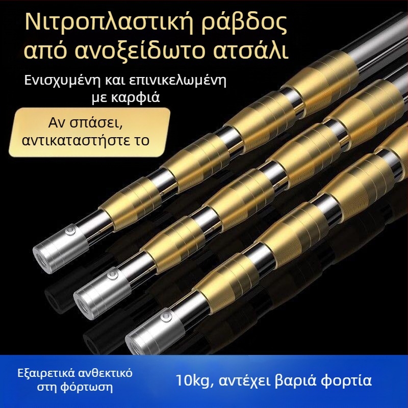 Τελεσκοπική ράβδος διχτυού ψαρέματος από ανοξείδωτο ατσάλι με αντιολισθητικό ενσωματωμένο σύνδεσμο — σετ
