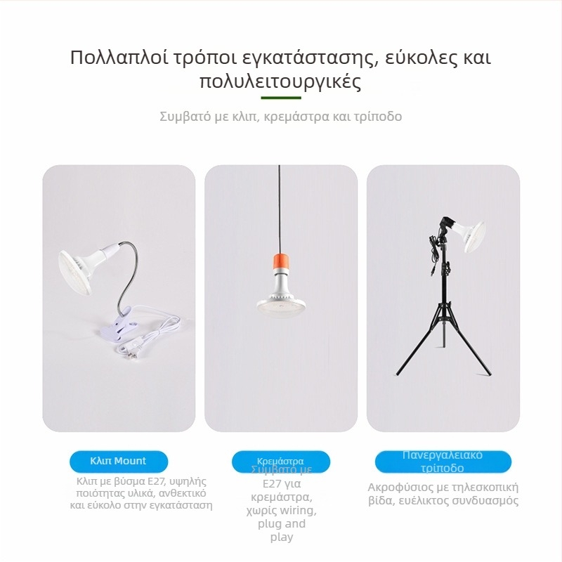 Λαμπτήρας ανάπτυξης φυτών με πλήρες φάσμα, βάση E27, 24W, 2400 lm, IP44